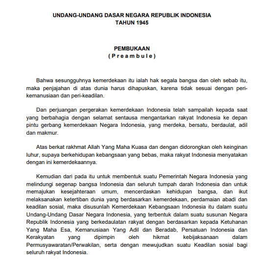 UNDANG-UNDANG DASAR NEGARA REPUBLIK INDONESIA TAHUN 1945