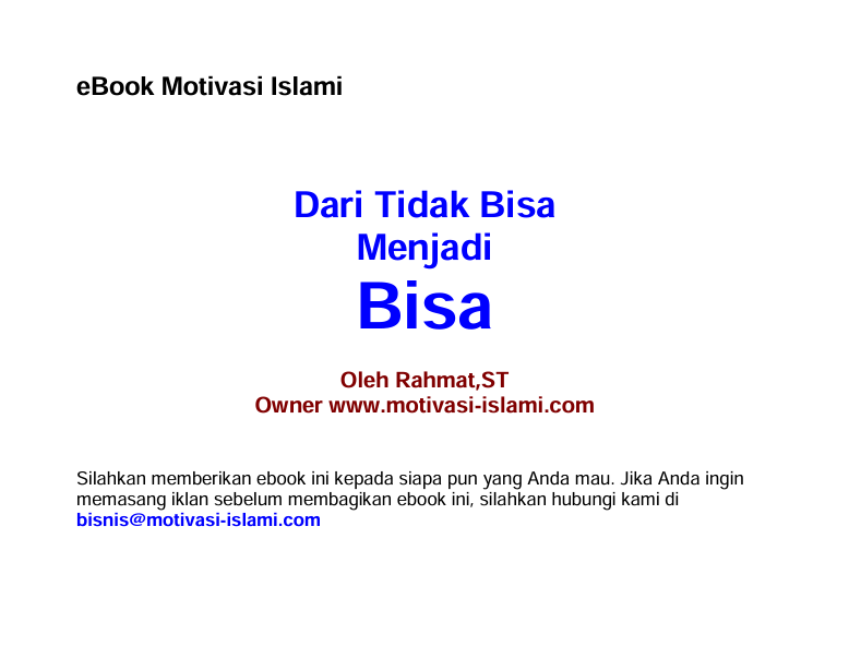 Dari Tidak Bisa Menjadi Bisa